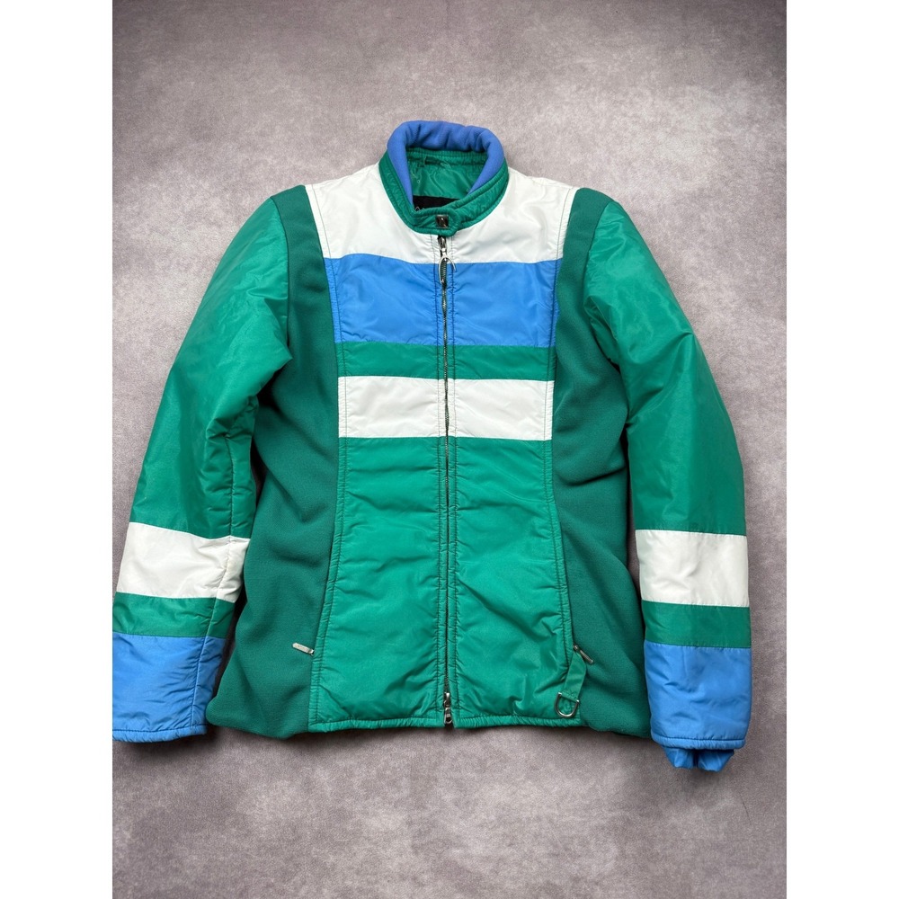 VTG 80s 90s Head USA Ski Jacket Green Blue Colorblock Womens S/M Insulated Snow